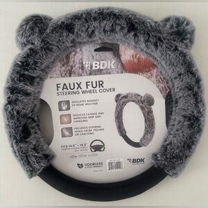 BDK Bear Faux Fur Steering Wheel Cover